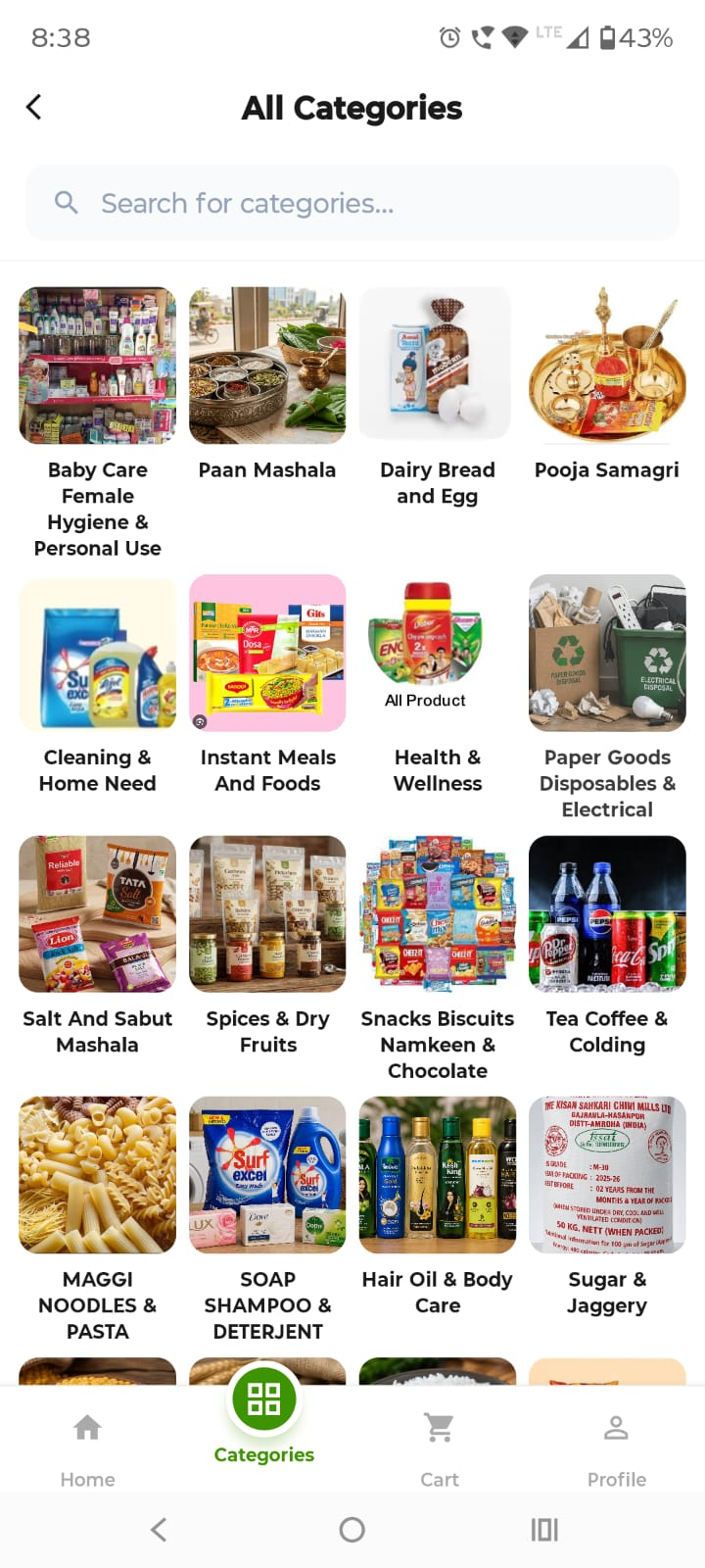 Amart grocery categories screen